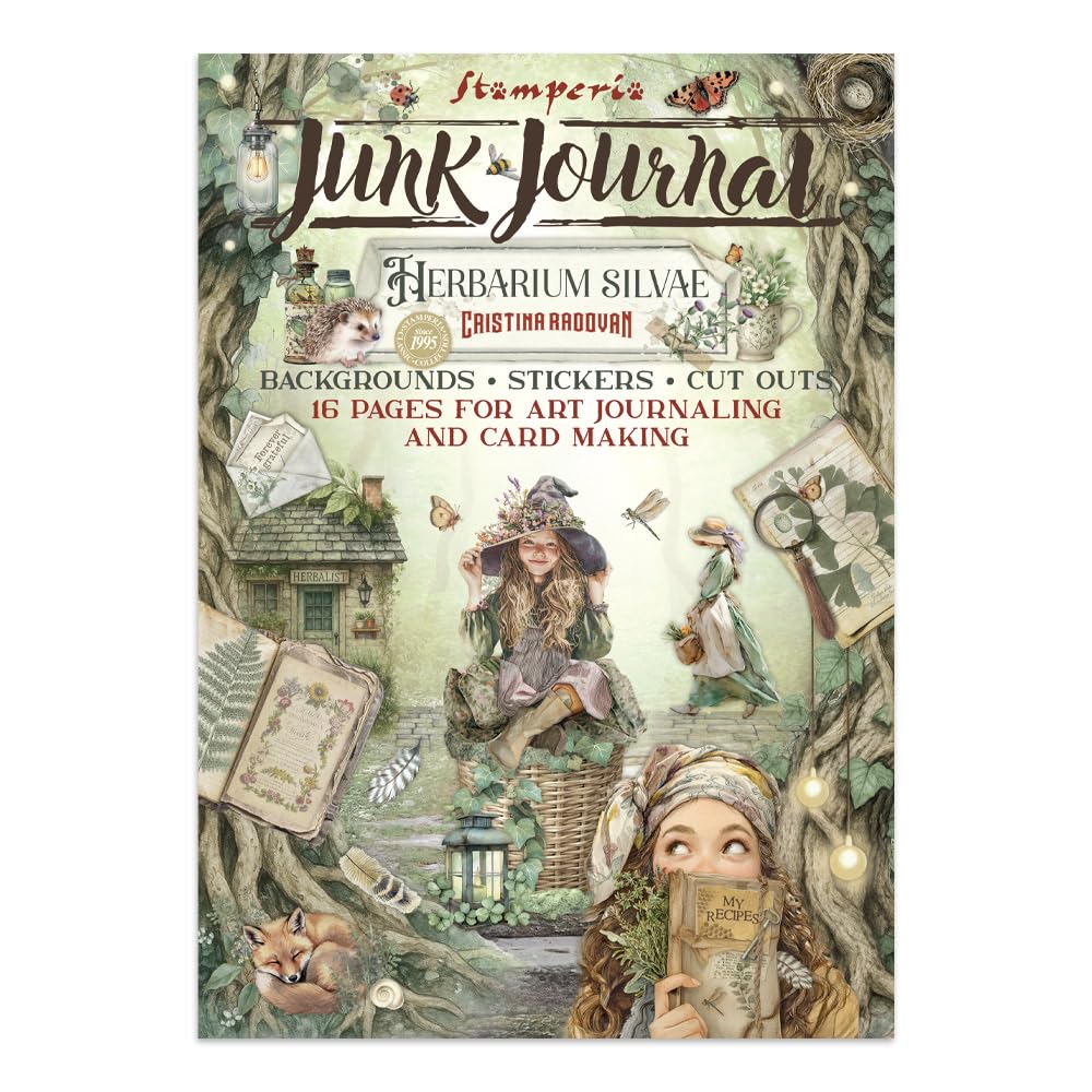 Stamperia - Junk Journal Stickers, Cut-Outs, and Backgrounds for Scrapbooks, Albums, Card Making, Bullet Journalling and More, Perfect for Hobbies, Crafts, and Gifting (Herbarium Silvae)