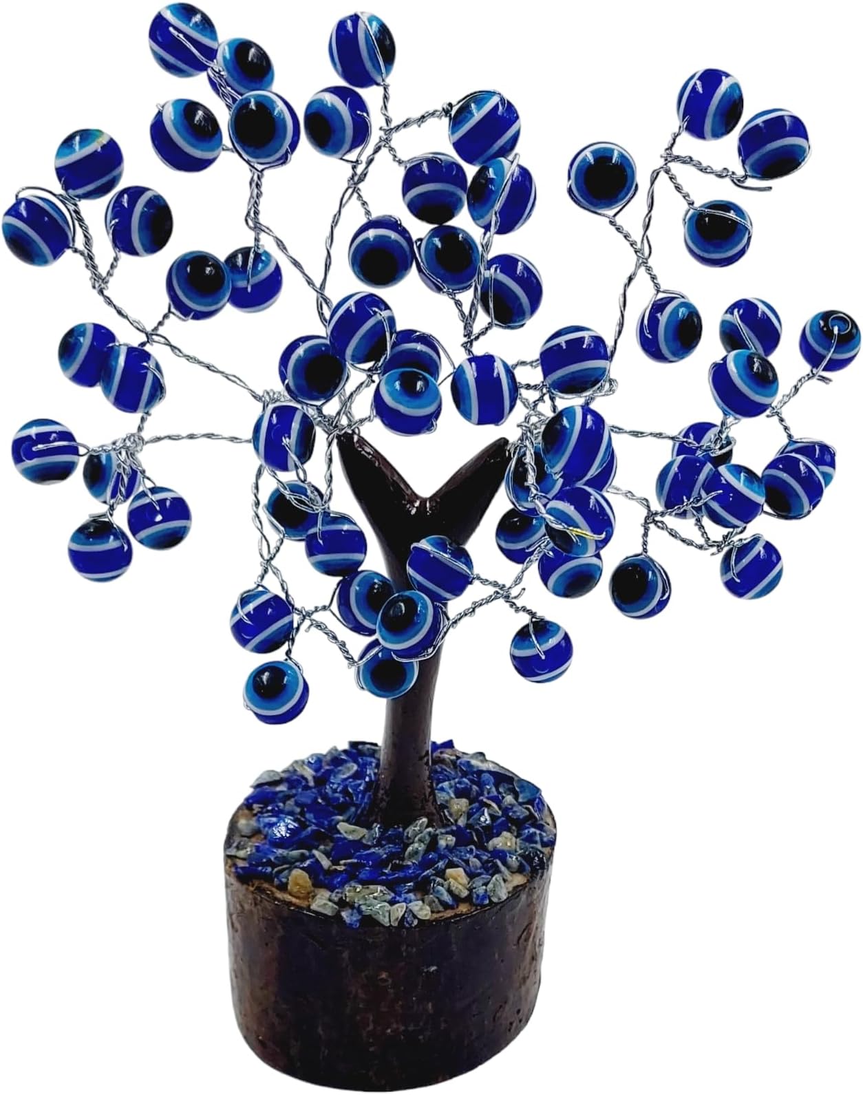 Evil Eye Tree Home Decor House Decoration Items for Living Room, Drawing Room Side Table Decore (Blue 60 Beads)