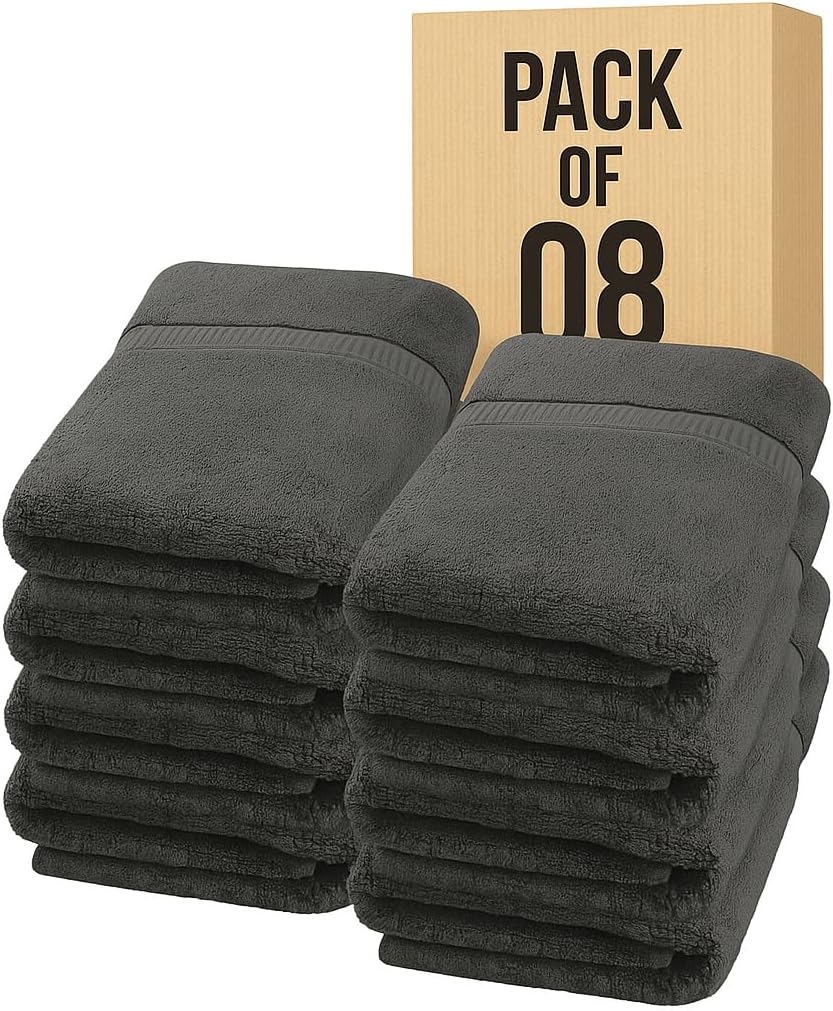 100 Dark Grey Towels | Just $1.8/Towel | Bleach Proof/Safe Bath & Bulk Hand Towels (40x20 Inches) | Light Weight Towels for Commercial Use | Quick Dry, Ultra-Soft Towel (100 Pcs Wholesale Pack)