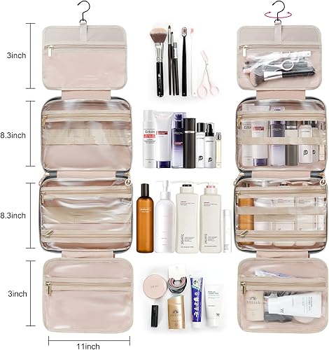 Miniatura 2 de BELLSPIN Neceser para mujer bolsas de maquillaje transparentes con gancho para colgar organizador de maquillaje de viaje para artículos de tocador