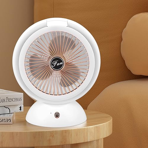Miniatura 3 de Tyenaza Ventilador plegable con luz LED, luz cálida 2 en 1, de bajo ruido, portátil, recargable, con 4 velocidades de viento, ventilador de