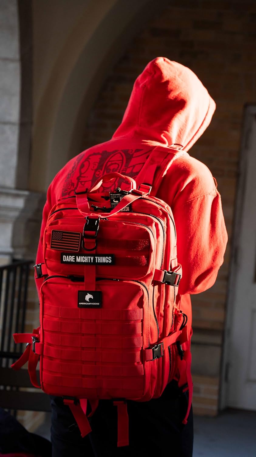 AMERICANPHOENIX 45L Elite Tactical Backpack | 3X Stronger Work & Military Backpack | Water Resistant and Heavy Duty | 3 Day MOLLE Bug Out Bag (Scarlet Sage) - Image 2