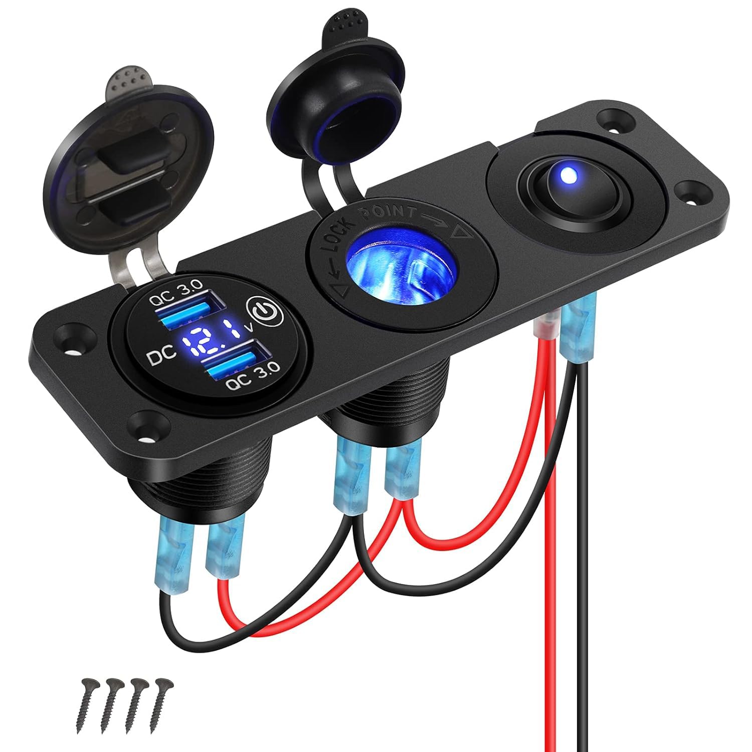 Caricabatteria USB Auto Doppia QC3.0 Porta PD con Presa