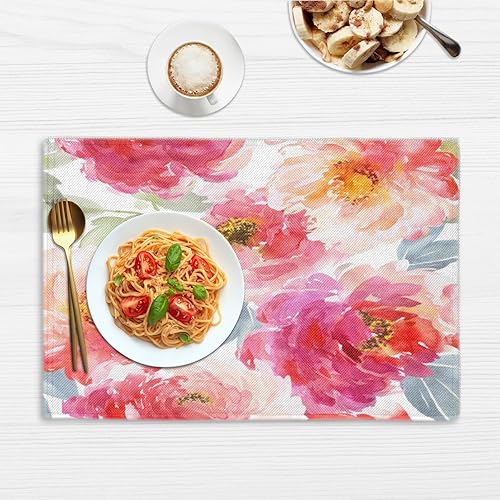 Miniatura 6 de Romantic Funny Texture Placemats Set of 4 Table Mats Washable Placemat Waterproof Place Mats for Party Home Dining Table Decor 18x12 in