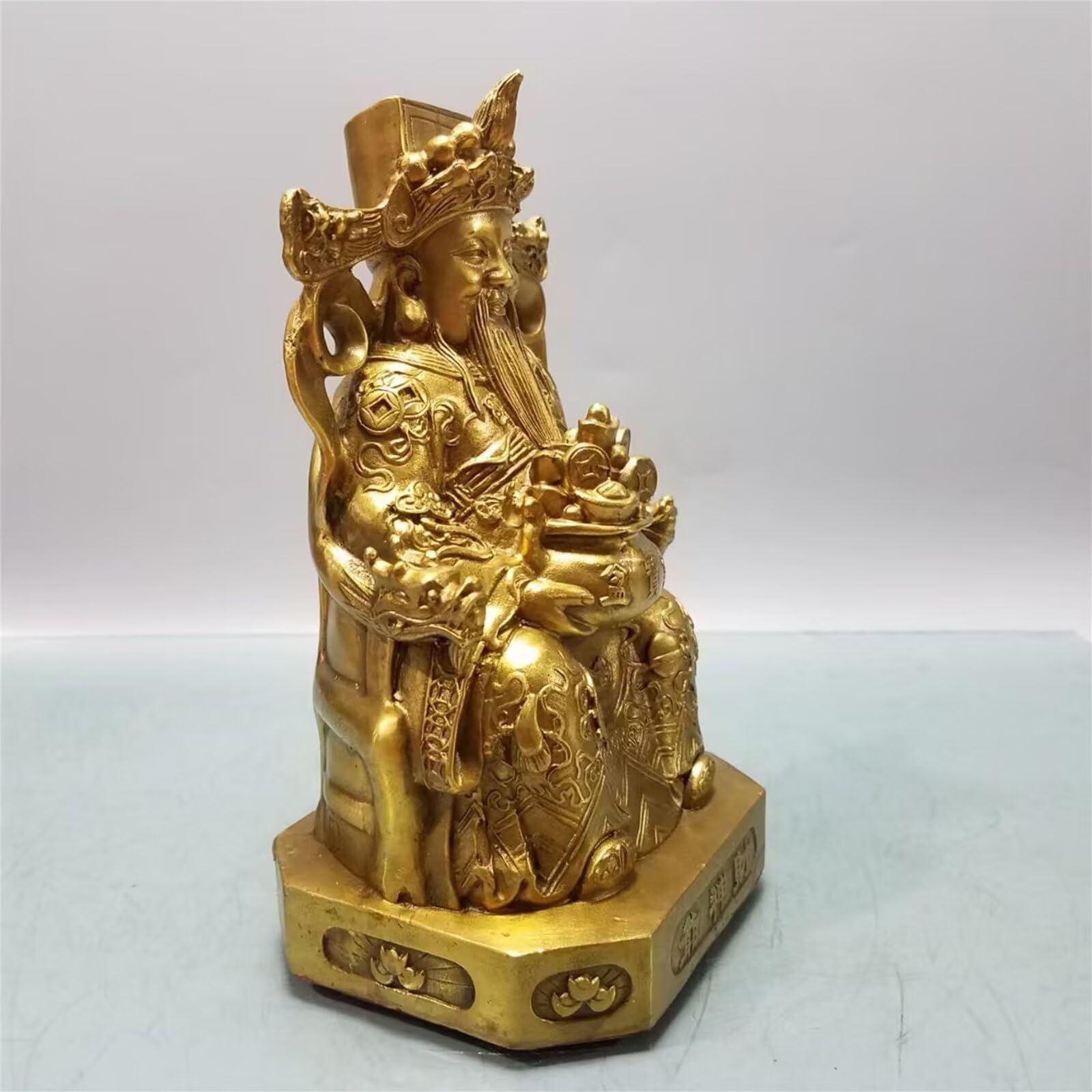 prezenty powodzenia - czysta miedź chiński Feng Shui Bóg bogactwa figurka Buddy posągi dekoracja domu i biura brązowa statuetka Bóg bogactwa od Lucky Household