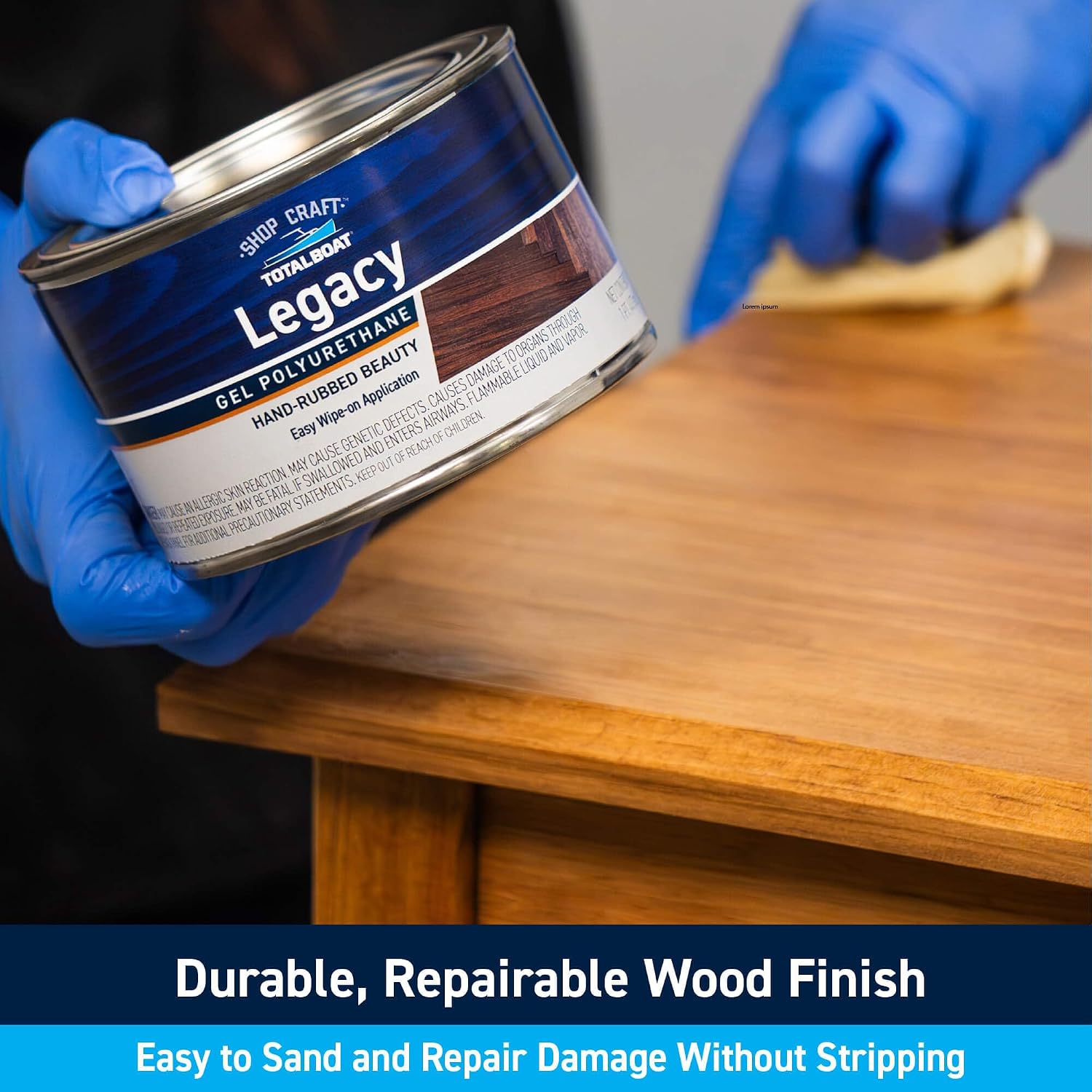 TotalBoat Legacy Wipe-On Polyurethane Wood Finish | Oil-Based Clear Coat Gel for Wood, Furniture Refinishing, Cabinets, Interior Trim, and Woodworking Projects | Clear Amber Satin, Pint