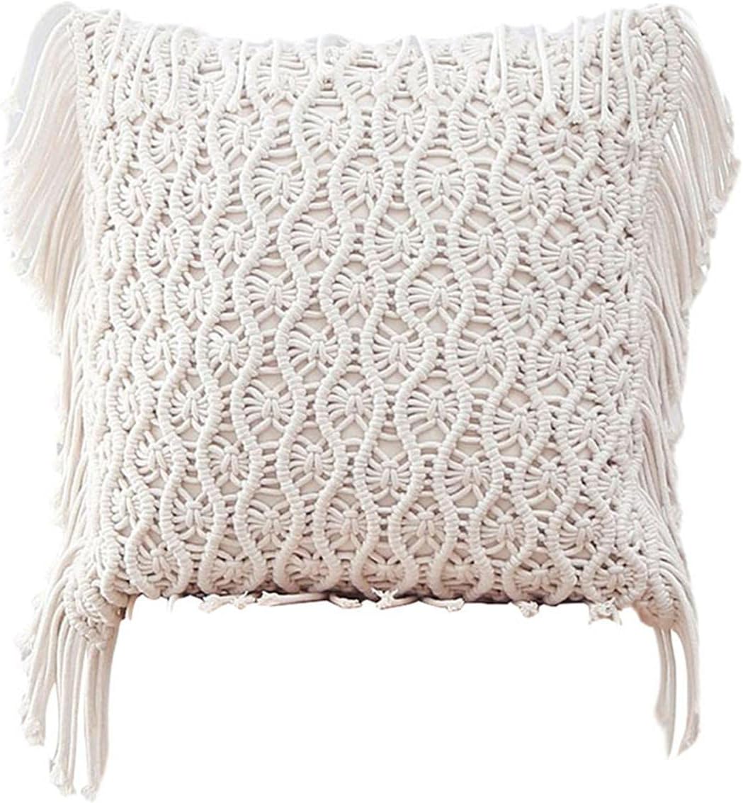 Xiaoyaoyou Tassel Sofa Pillow Cover, Handmade Bohemian Embroidery Cream Pillowcase, Sofa Decorative Throw Cushion Cover for SofaNo Insert 45x45cm Beige eco Friendly : Sports & Outdoors