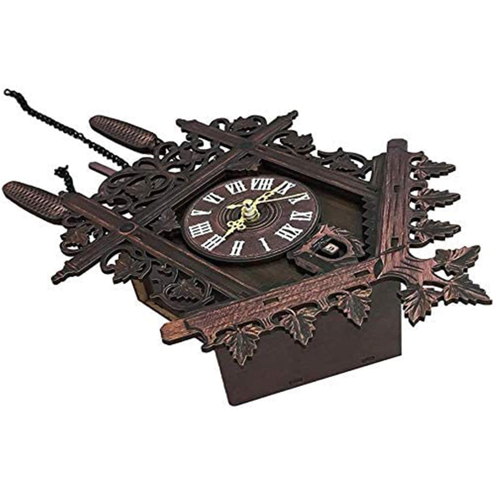 Reloj de cuco de bosque negro, reloj de pared mecánico de madera para decoración del hogar o restaurante, diseño tradicional, funcionamiento sin pilas