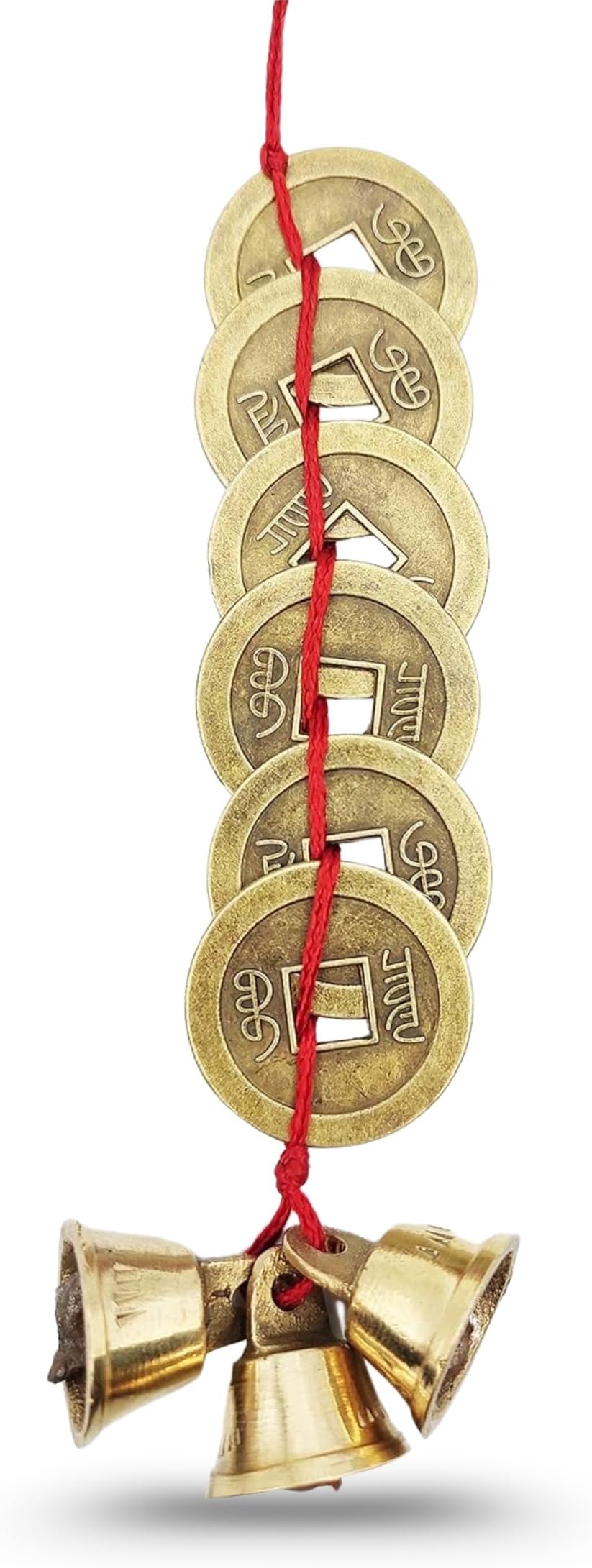 - Plus Value Feng Shui Vastu Chinese 3 Bell 6 Coins Small Remedies for Home Office Main Entrance Door Hanging Positivity, Good Luck