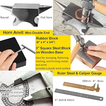LAIKOU Metalsmith Tools Kit Beginners - Apprentice Metalsmithing Jewelry Making Tool Set - Professional Jeweler Repair DIY Working Tool Set