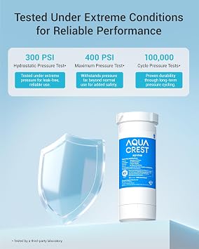 AQUA CREST XWF Refrigerator Water Filter, Replacement for GE WR17X30702, Compatible with GE GNE27, GFE26, GDE25, GSS25, PSE25 Series Refrigerators, NSF 42 & 372 Certified, 3 Pack (No-chip)