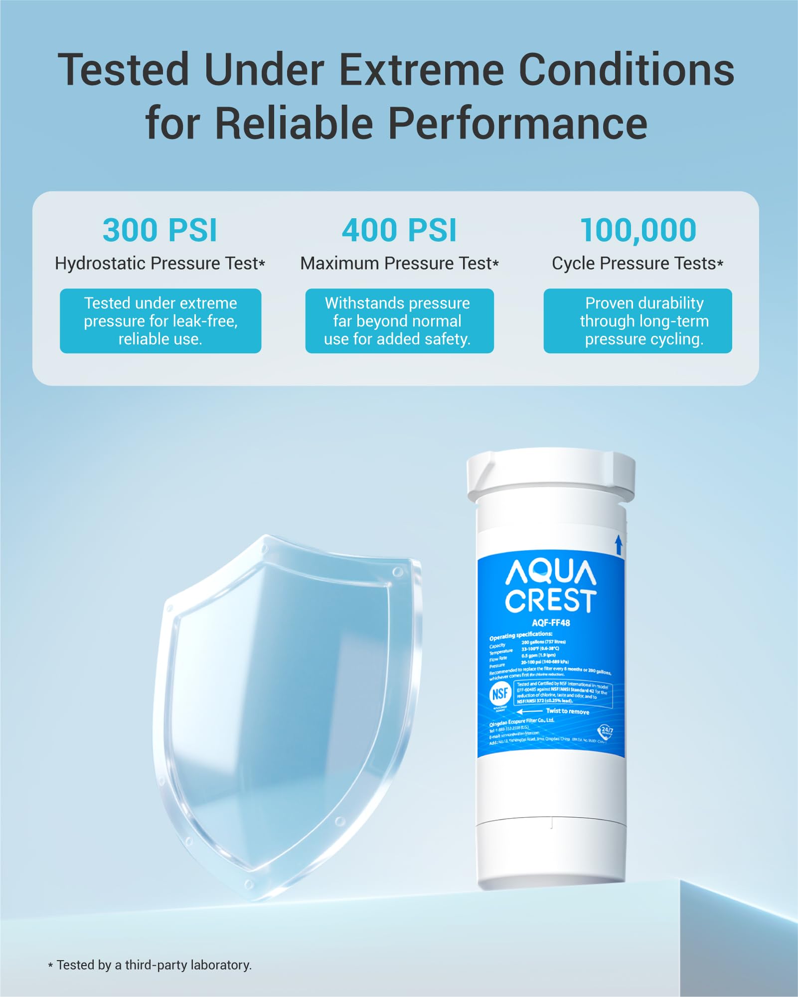 AQUACREST XWF NSF Certified Refrigerator Water Filter, Compatible with GE XWF, Pack of 1 (Packaging may vary)