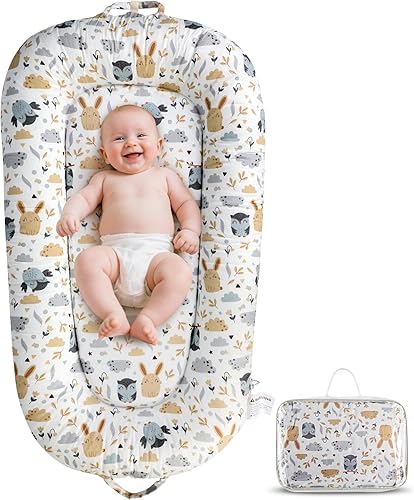Tumbona para bebé, tumbona portátil para bebé recién nacido de 0-24 meses, nido infantil para viajes, tiempo en el suelo y uso en cuna, artículos