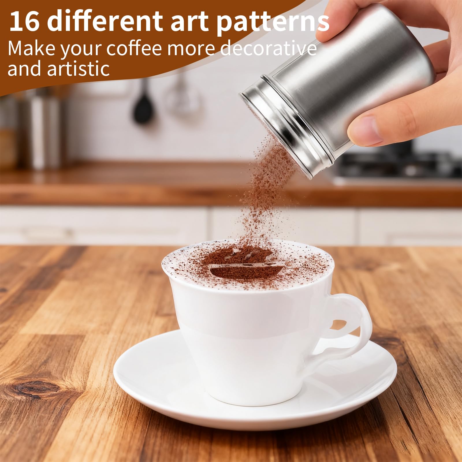 3 sztuki cukiernicy pudru, kakao do cappuccino 304 ze stali nierdzewnej 304, solniczka i mąka