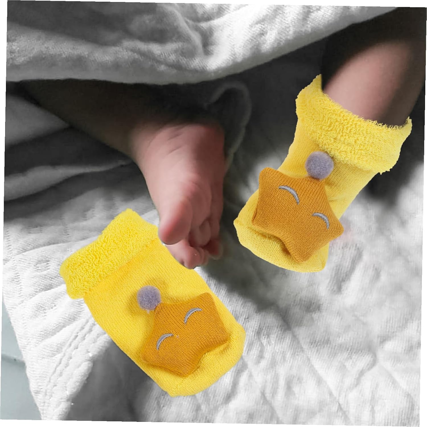 Vaguelly 3 Pairs Infant Cartoon Socks Booties Socks Newborn Boys Girls Thicken Terry Baby Winter Warm Cotton,1-3 Years Old