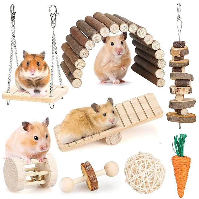 Juguetes de hámster para Masticar Naturales, Juguete para Conejo, Conejillo de Indias, Animales pequeños