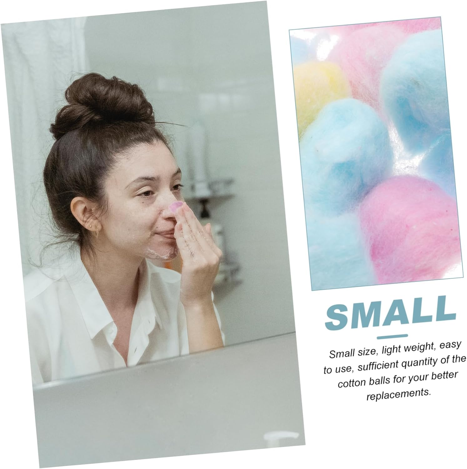 minkissy Colored Cotton Balls for Face Small Soft Makeup Removal Multi Purpose Gentle Absorbent Cotton Rounds in Pink Yellow Blue