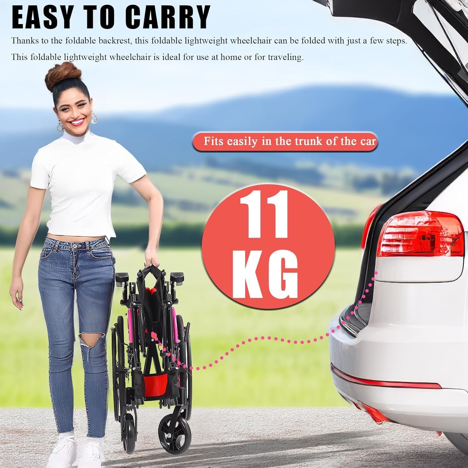 Silla De Ruedas De Viaje Ultraligera,Silla Ruedas Plegable Liviana para El Hogar Y La Carretera,Silla Ruedas Activa Aluminio,Sillas Ruedas Autopropulsadas,Reposabrazos Giratorios