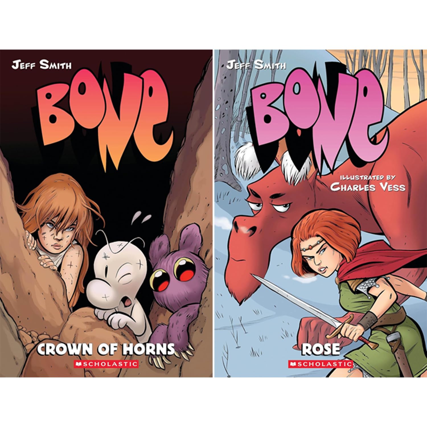 Bone 10-Book Collection Set, Vol.1–9 & Rose (Out From Boneville, The Great Cow Race, Eyes of the Storm, The Dragonslayer, Rock Jaw, Old Man’s Cave, ... Treasure Hunters, Crown of Horns, Rose)      Paperback – August 1, 2009