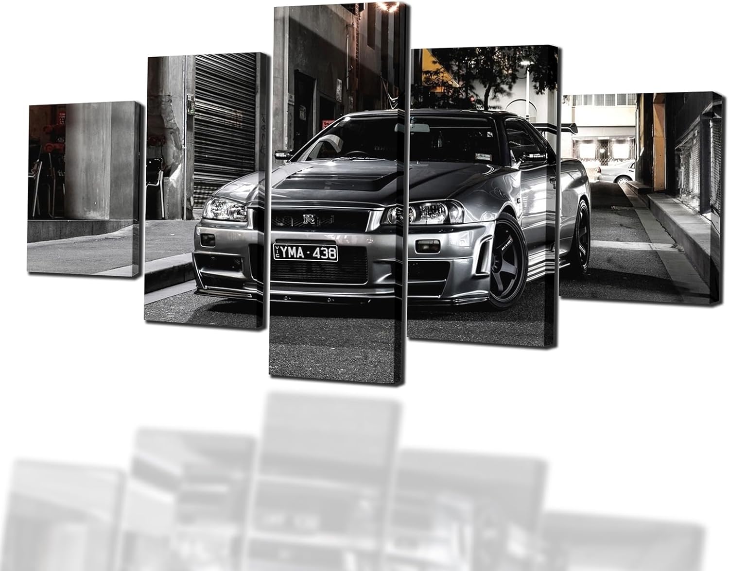 Framed Wall Decor,Black and White Car Canvas Wall Art