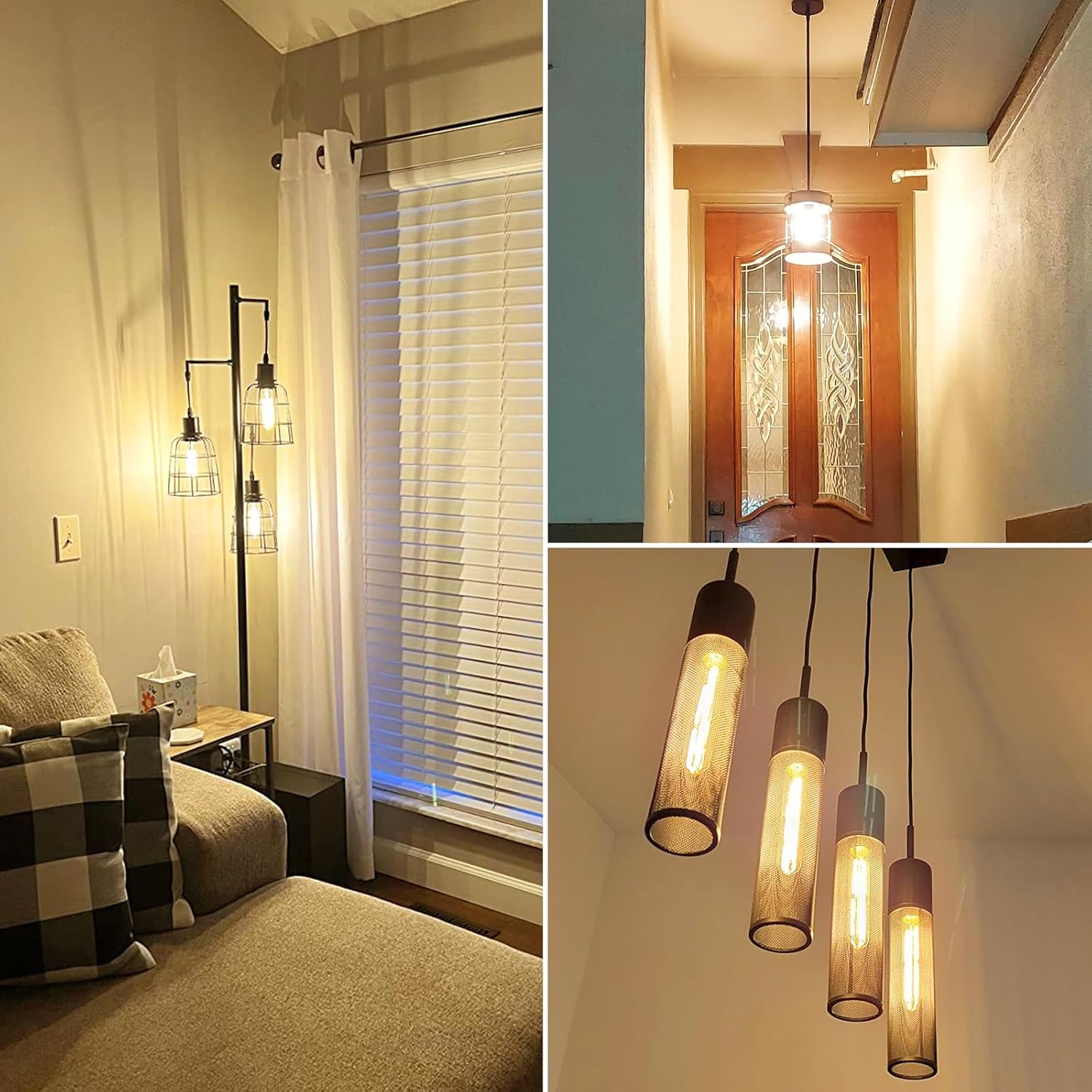 7.3 Inch Long Tubular Light Bulbs 8-Pack, 6W (60W Equivalent), Dimmable 2700K Warm White, T10 Long Tube E26 LED Edison Bulbs 60 Watt for Pendant, Sconce & Table Lamps,750LM, CRI85+