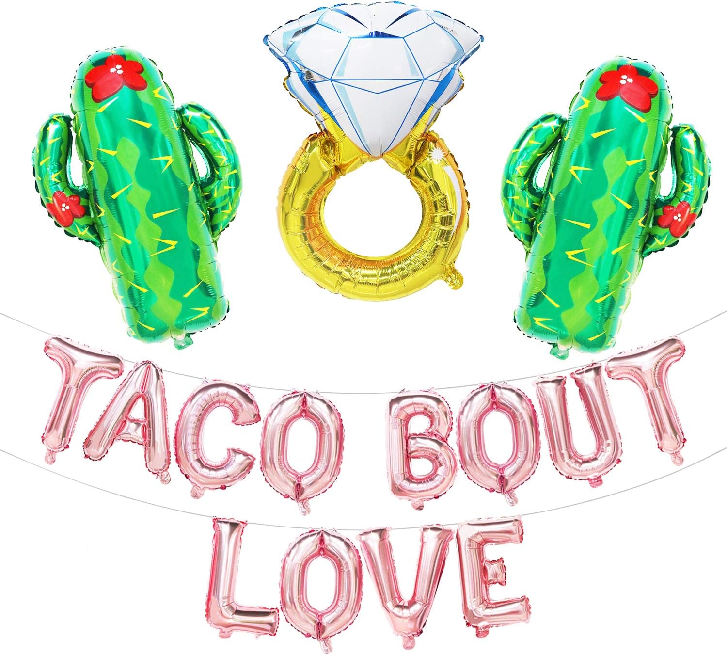 Taco Bout Love Balloon Banner Rose Gold | Taco Bout Love Decorations | Mexican Fiesta Themed Bridal Shower Bachelorette Wedding Party Decorations Supplies | 16inch