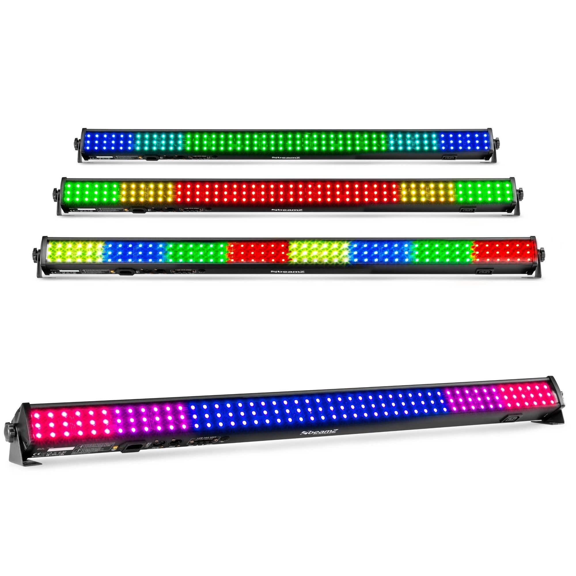 BeamZ LCB144 MKII LED Bar 4er Set, Professionelle Lichtbar, DJ Lichteffekt, DMX, Soundsteuerung, Master-Slave-Funktion, Partybeleuchtung, LED Party Light Show, Inkl. Fernbedienung