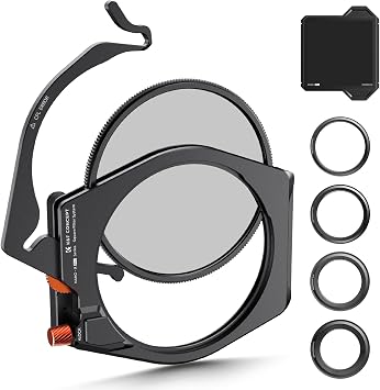 K&F CONCEPT X PRO Square Filter Holder System Kit Filter Holder + 95mm Circular Polarizer + Square ND1000 Filter + 4 Filter Adapter Rings for Camera Lens