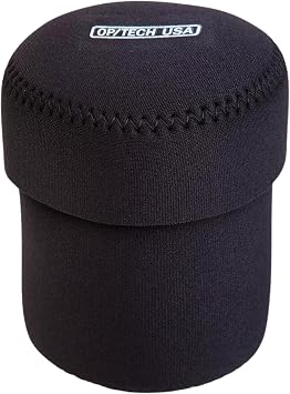 OP/TECH USA Fold-Over Neoprene Lens Pouch Camera Lens Case for safe Lens Cover storage, Great for Photography & outdoor shoot, Keeps your Lens secure with No-Lose Lid-354 Black - Made in USA