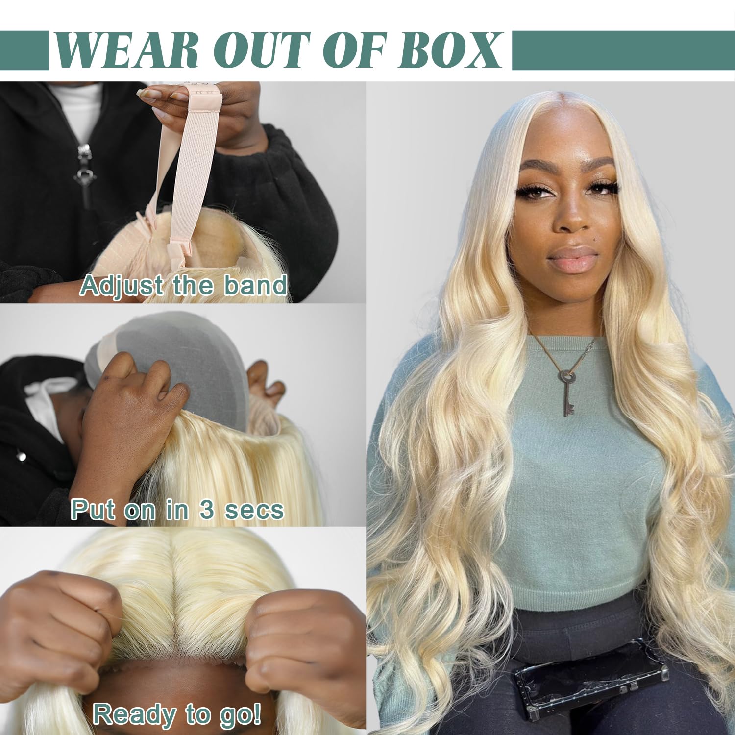 Alipeacock 613 Lace Front Wig Human Hair Body Wave 5x6 Hd Lace Closure Wear and Go Glueless Wigs Human Hair Pre Cut Blonde Wig 40inch 200% Density