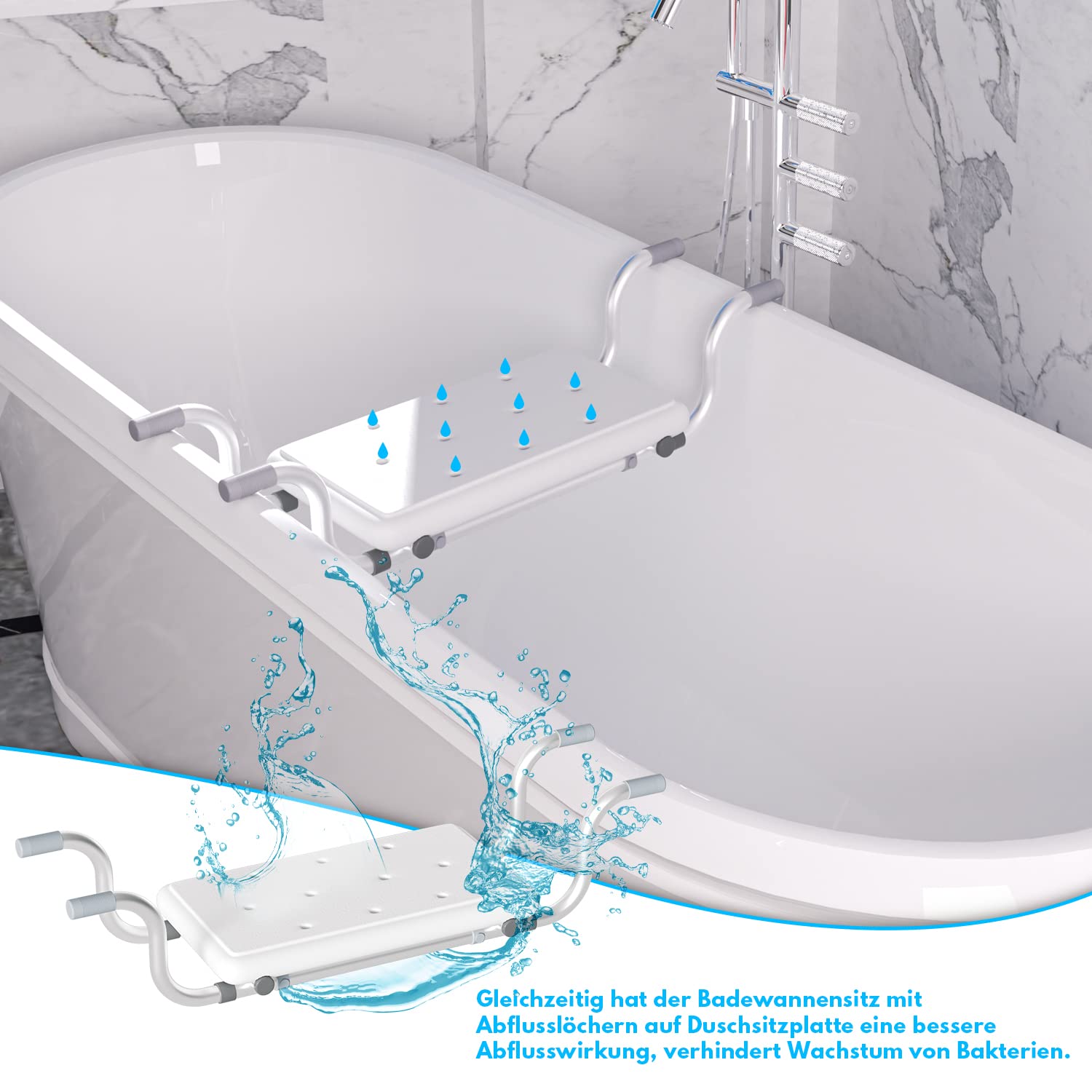 Sonnewelt Badewannensitz 72x22.5x19CM Badewannensitzbank Tragkraft 136kgs Sitzbrett für Wanne Generisch Wannensitz Schemel Geeignet für das Badezimmer zu Hause