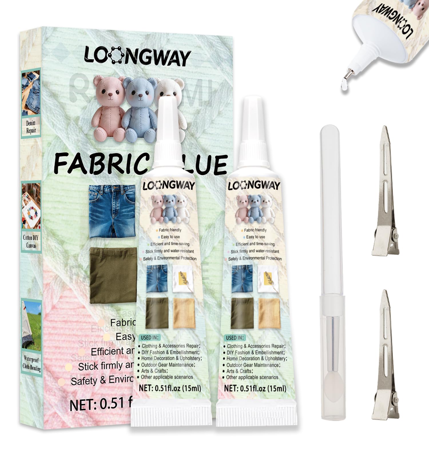 Fabric Glue 15ml X 2Pack Fabric Glue for Clothes
