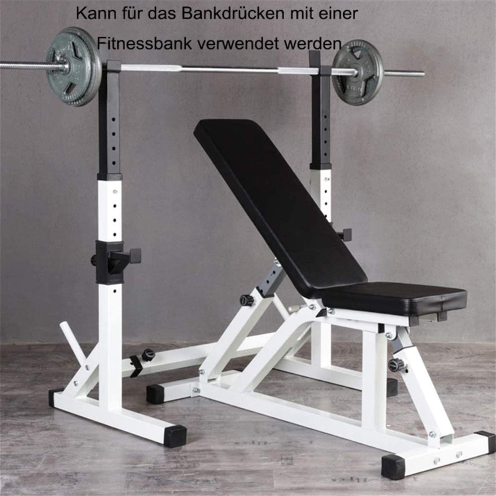 Rack de Musculation,Poids-Cage de Squat Supports de Squat Réglable pour la Salle de Sport (73-105 * 54 * 80-150cm-blanche)