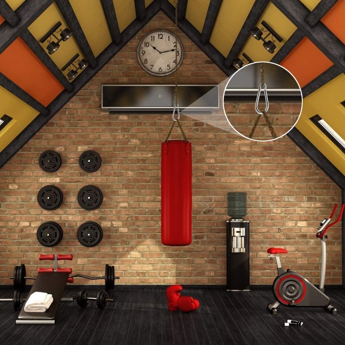 Carabiner Clip 4 Inch Spring Snap Hook Heavy Duty 2pcs 10x100mm for Hammock Punching Bags Swing Chairs Gym Equipment Camping Hiking - Image 4