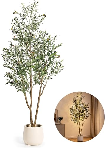 7FT 带灯仿真橄榄树盆栽