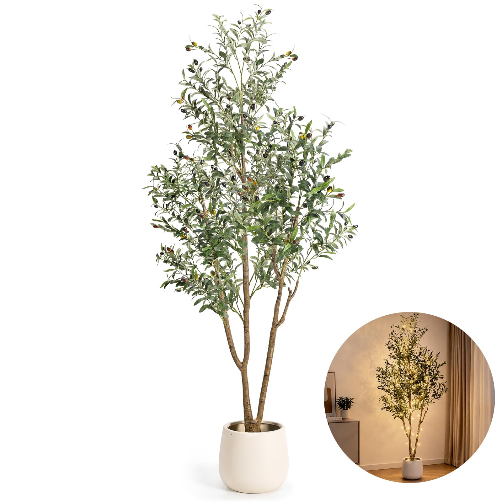7FT Artificial Olive Tree with L