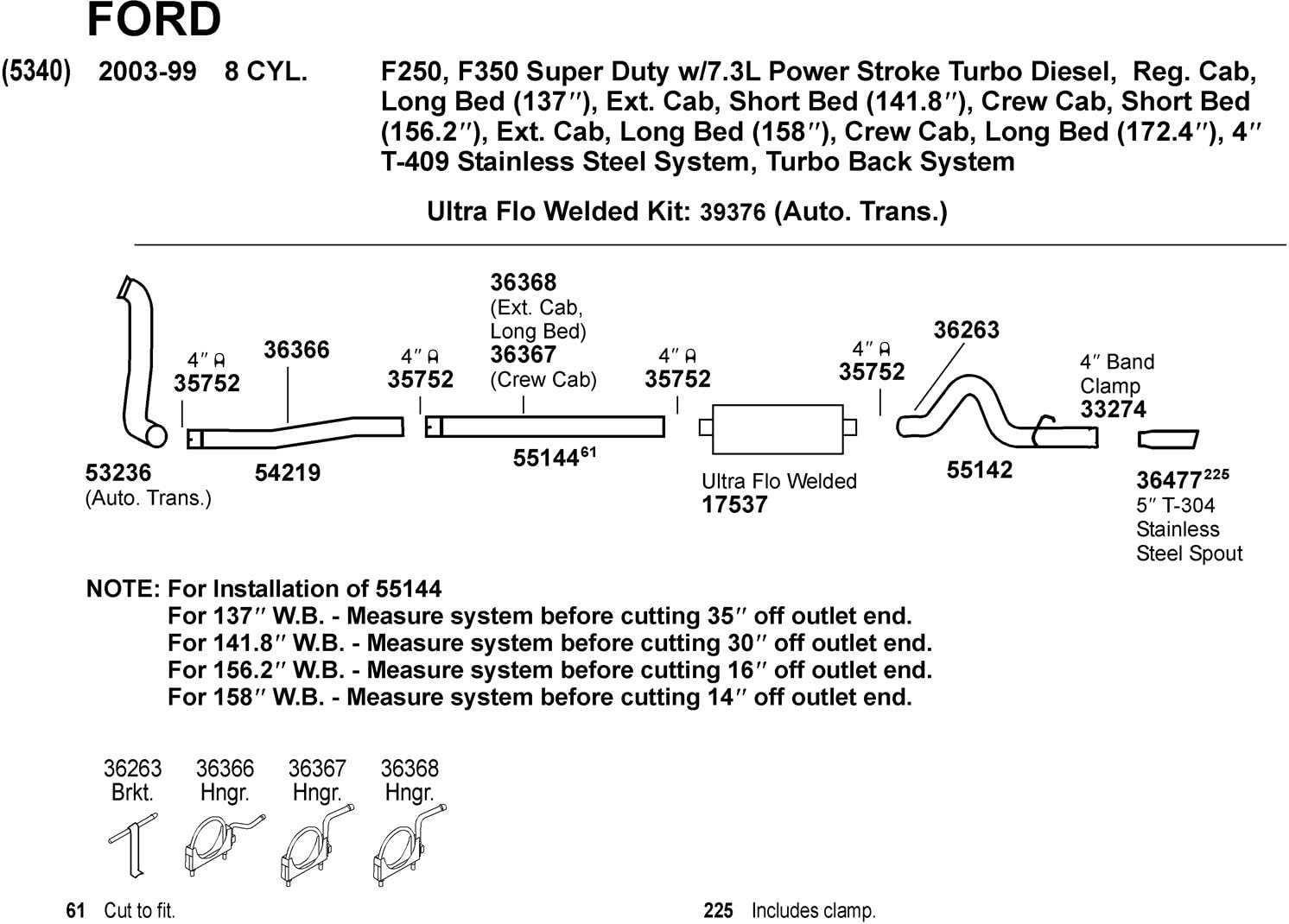 Dynomax 36368 Exhaust System Hanger for Ford F-350 Super Duty