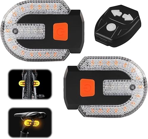 Luz trasera de bicicleta recargable con señales de giro, carga USB, control remoto, 5 modos de iluminación, señales de giro de bicicleta divididas,
