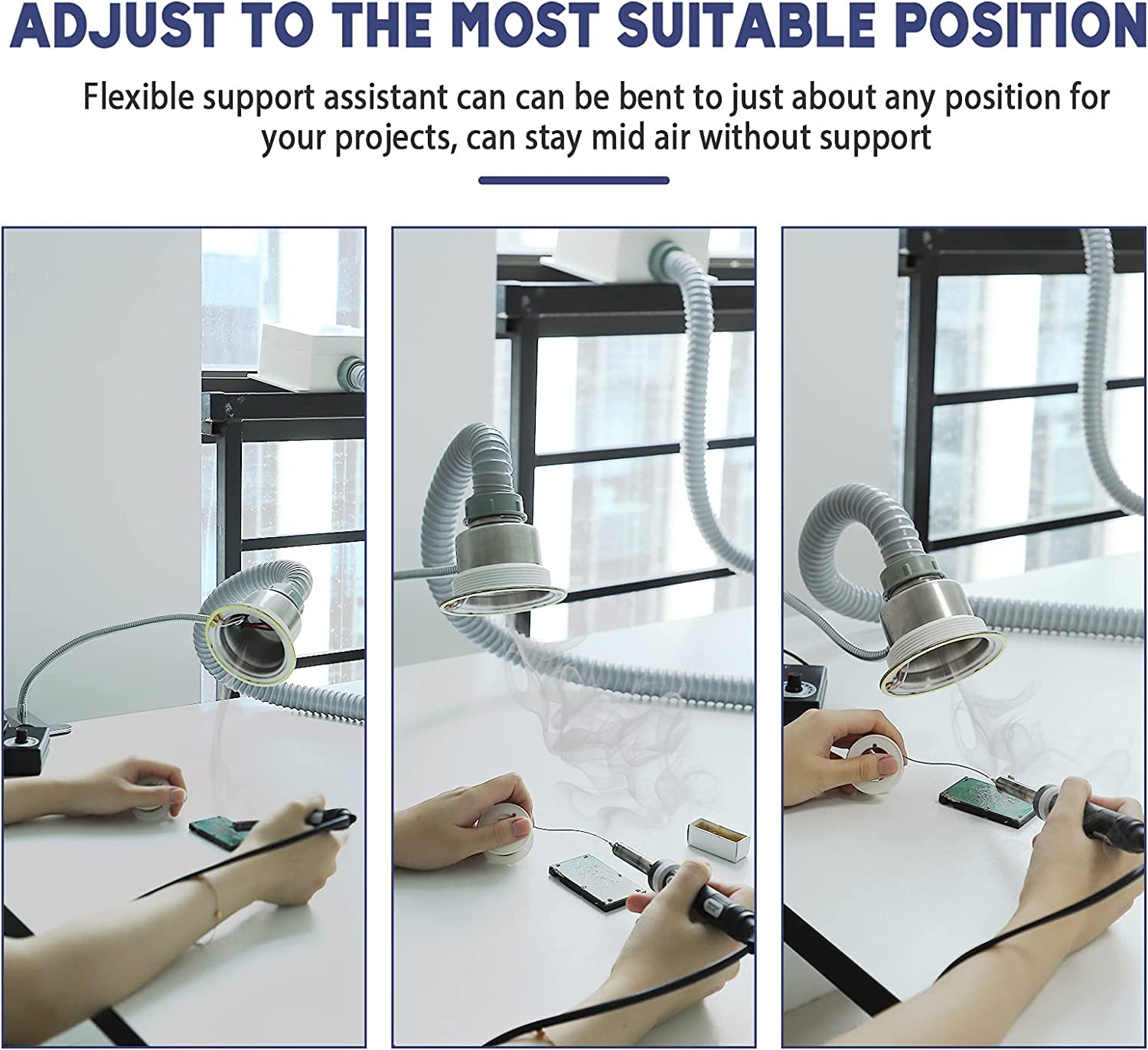 BAOSHISHAN Extractor de Humos Soldador Absorbente de Humo Ventilador de Extracción de Soldadura con 5 Filtros de Piezas