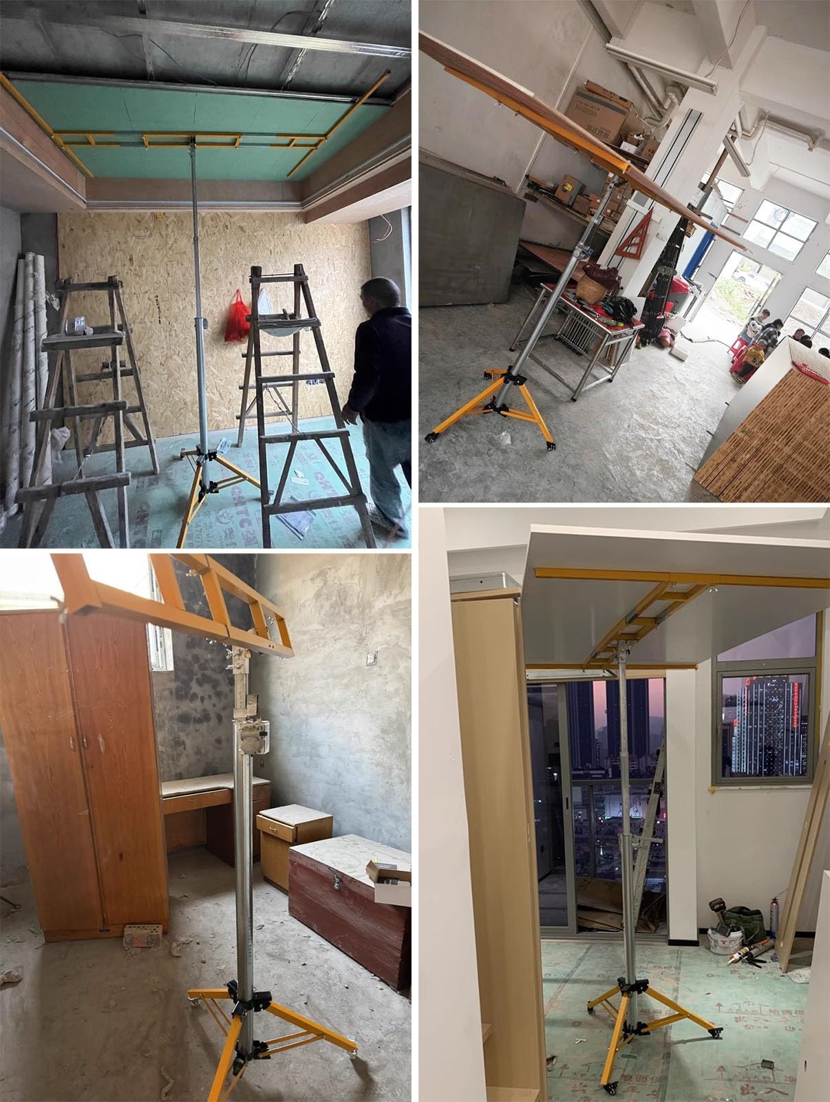 Alzalastre Per Cartongesso Supporto per Sollevamento Pannelli da 12 Piedi per Soffitto, Strumenti di Sollevamento per Pannelli In Cartongesso per Impieghi Gravosi, Supporto per Sollevamento Intonaco P