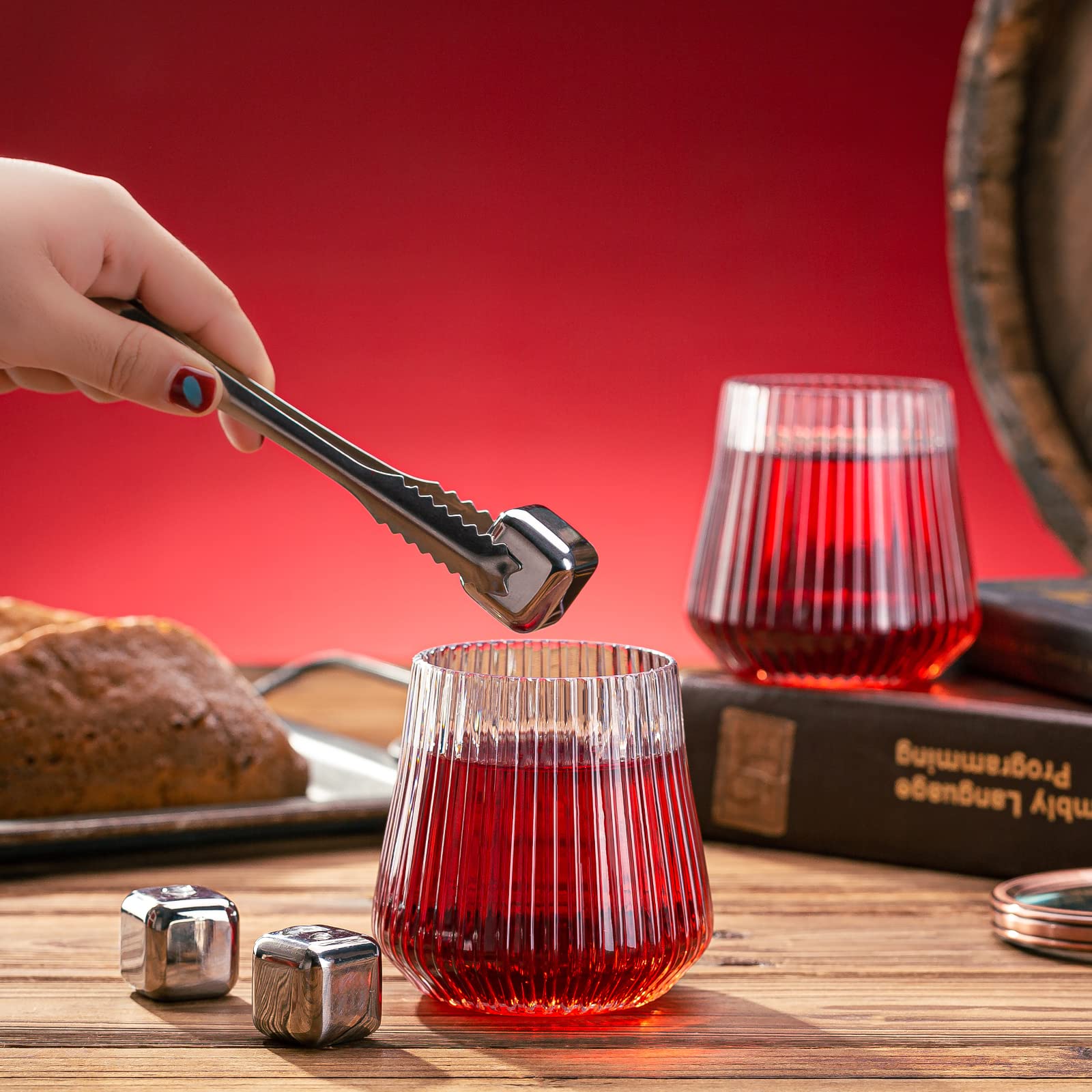 Einweg-Weingläser ohne Stiel, 340 ml, Kunststoff-Weinbecher, Origami-Stil, unzerbrechliche Trinkgläser, Großpackung Acryl-Whiskey-Cocktailgläser, bruchsichere Martini-Gläser, 40 Stück
