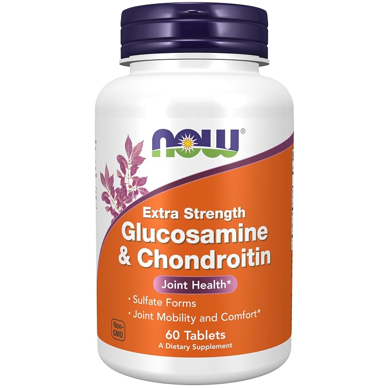 NOW Suplemento Articular de Glicosamina e Condroitina Sulfato 750 mg/600 mg, 60 comprimidos