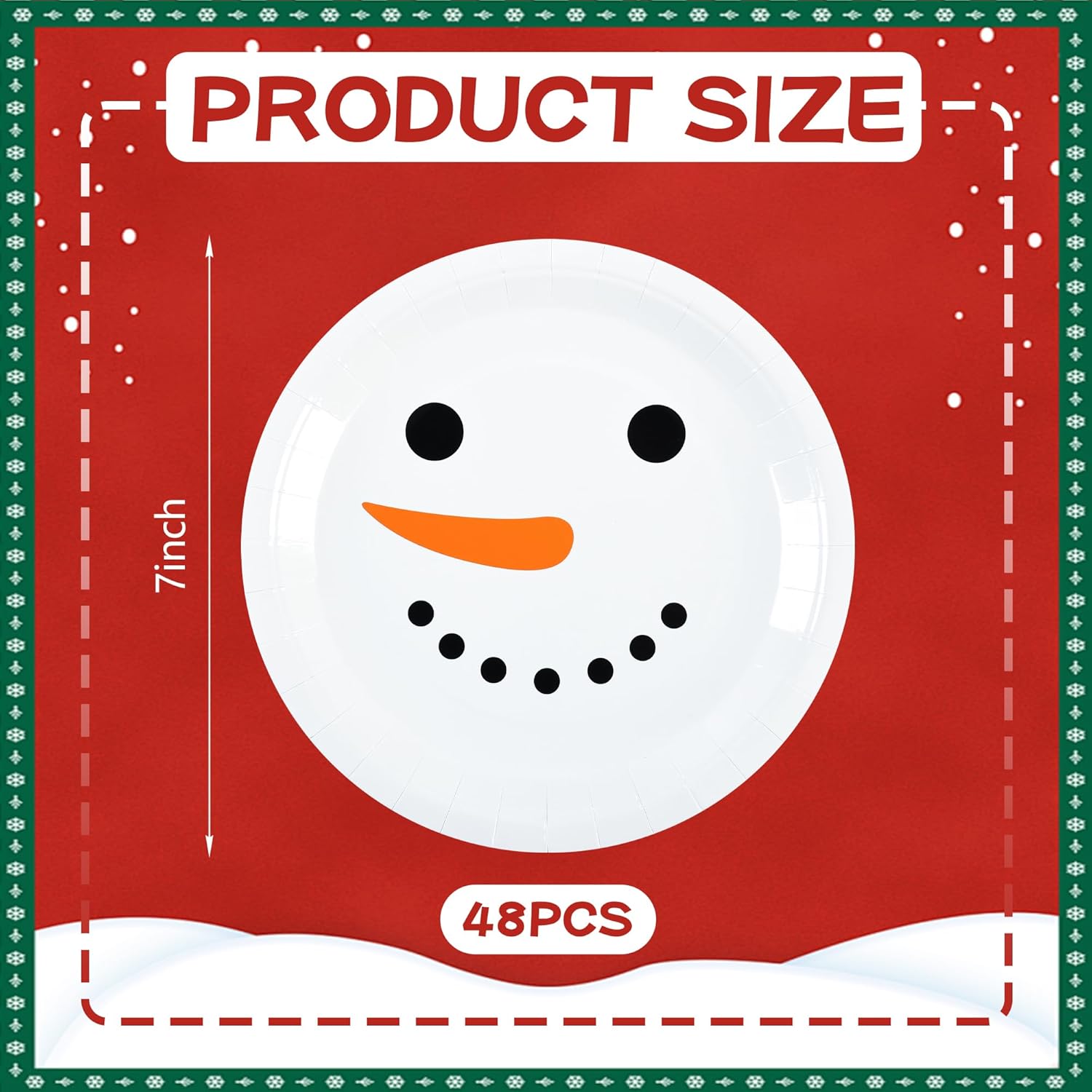 Christmas Party Plates Snowman Disposable Paper Plates Winter Holiday Dinner Desser Plates Xmas Cute Festive Dinnerware for Cookie Salad Appetizer Table Decor Party Supplies (48, 7 Inch) - Image 2