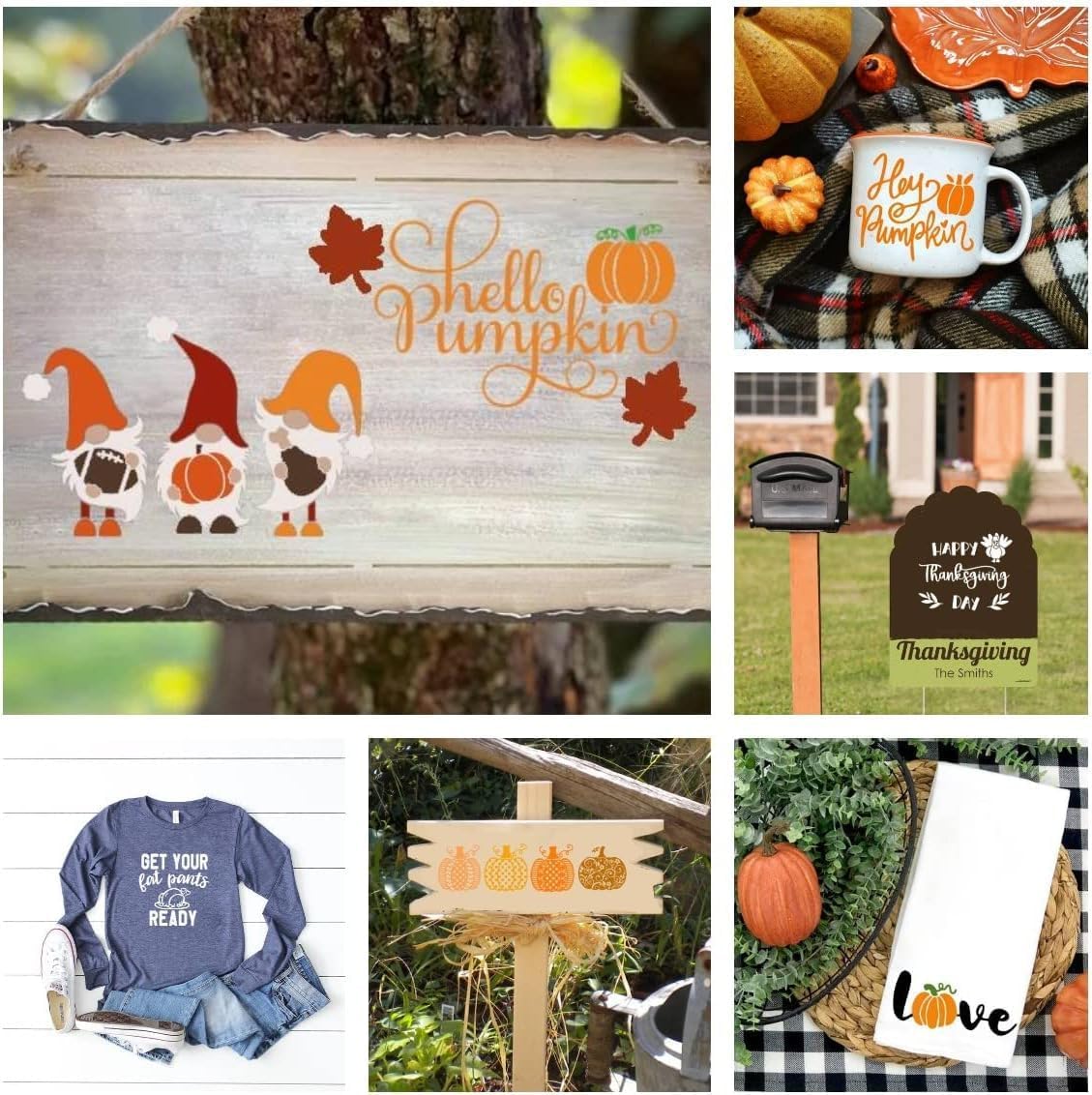 DGAGA 8PCS Fall Silk Screen Stencils Reusable Self Adhesive Chalk Mesh Stencils Autumn Silkscreen Transfers for Painting on Wood,Craft,DIY Farmhouse Signs Screenprinting Starter Kit for Chalk Paste