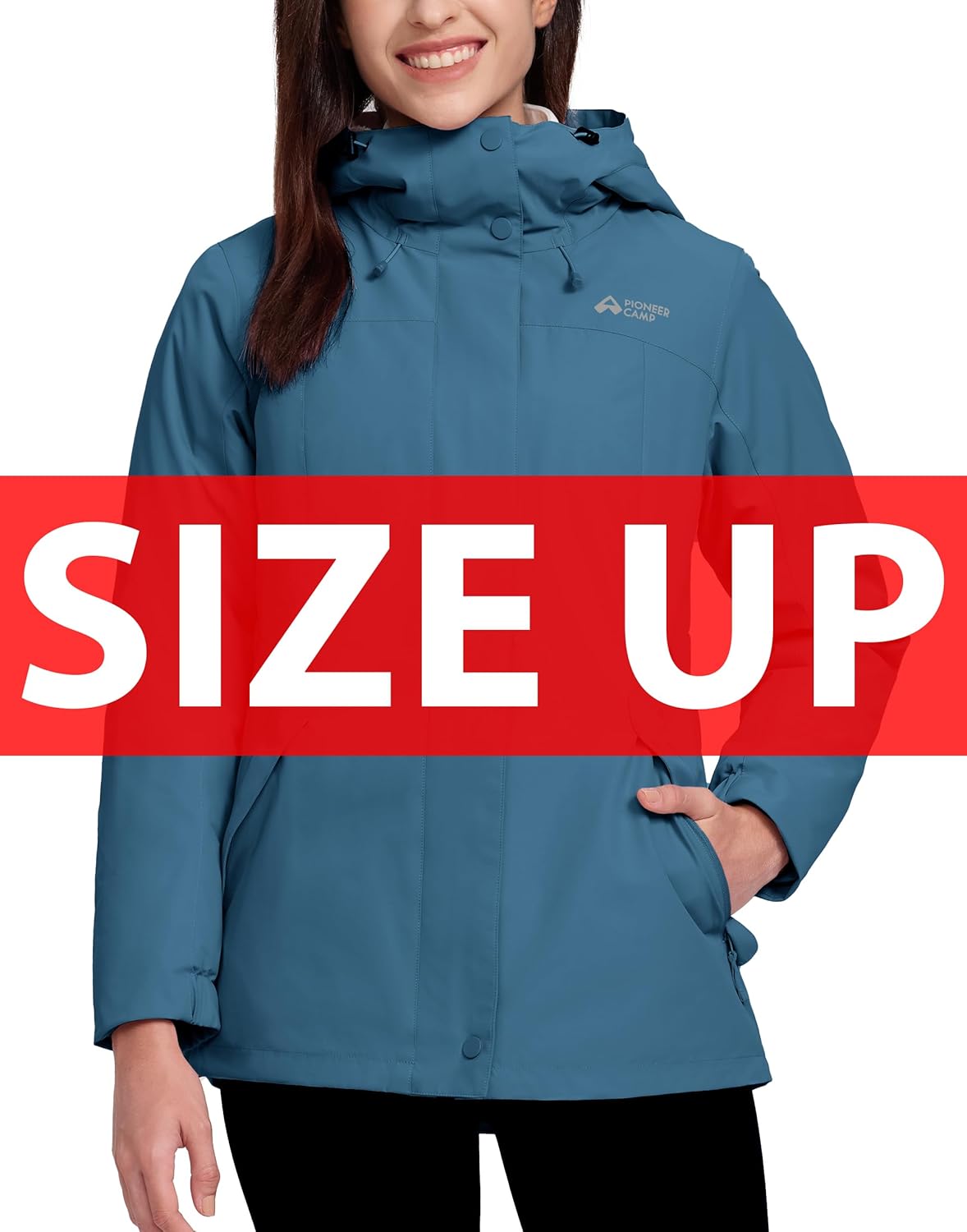 Pioneer Camp Women's Ski Jacket 10000mm Waterproof Warm Insulated Coat Fleece Lined Winter Jacket with Hood & Zip Pockets - Image 2