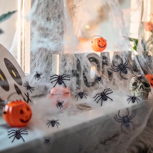 Miniatura 6 de 60 arañas de plástico realistas, juguetes de araña falsa negra y anillos de araña, juguetes de araña, accesorios de broma de Halloween para