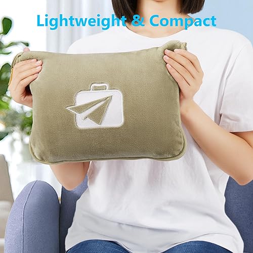 Miniatura 7 de Manta de viaje prémium para avión, almohada suave 2 en 1 con bolsa compacta, cinturón de equipaje de mano y clip para mochila, artículos esenciales