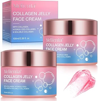 Collagen Jelly Cream, 2PCS Day Night Cream With Niacinamide & Freeze Hydrolyzed Collagen Face Cream, Korean Anti Wrinkle Face Cream,elasticity & hydration,reduces fine lines & dullness