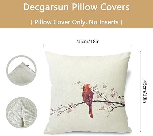 Miniatura 9 de Fundas de almohada decorativas de lino de 18 x 18 pulgadas con diseño de pájaros en el árbol, funda de cojín para decoración de granja