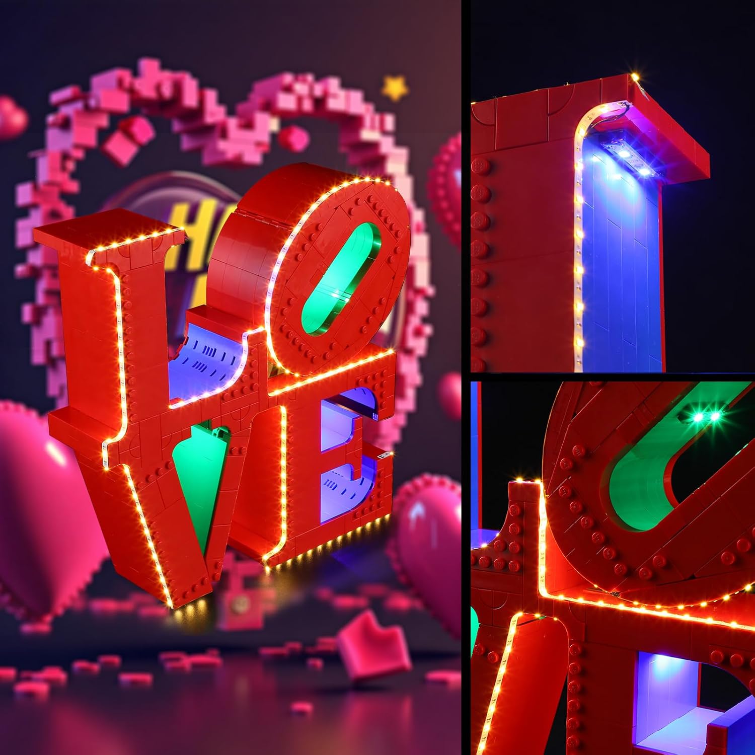 Vaodest LED Light for Lego 31214 Art Love Sculpture Set,Design and Configuration Compatible with Model 31214(LED Light Only, Not Building Block Kit)
